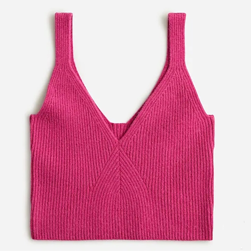 J. Crew - Cashmere Cropped Sweater-Tank in Icy Rose